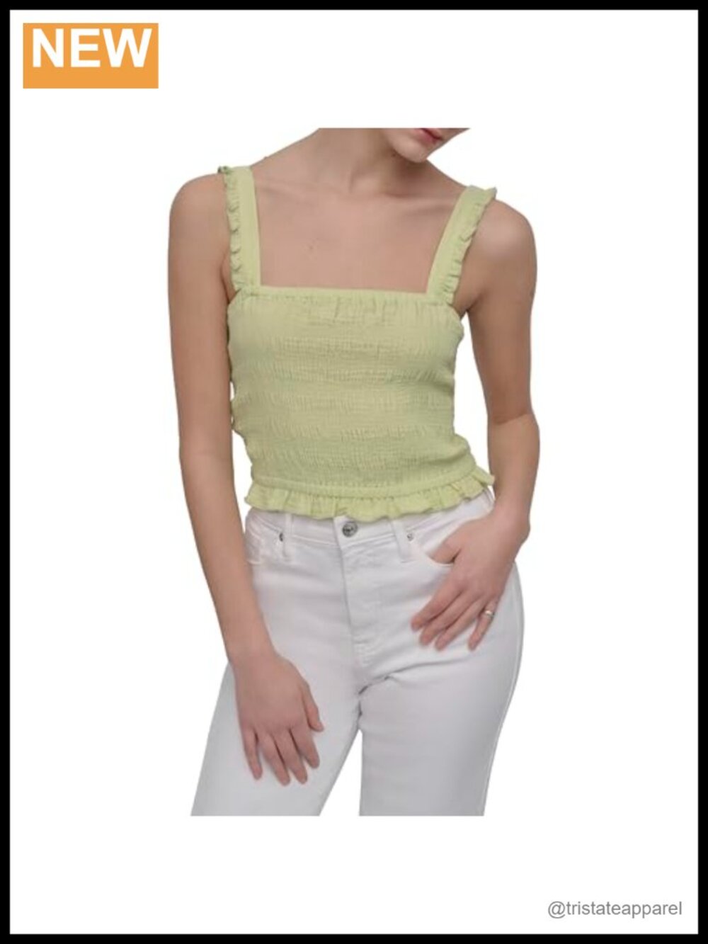 DKNY Smocked Crop Bandeau Top 100% Cotton Double Crepe Gauze Sleeveless